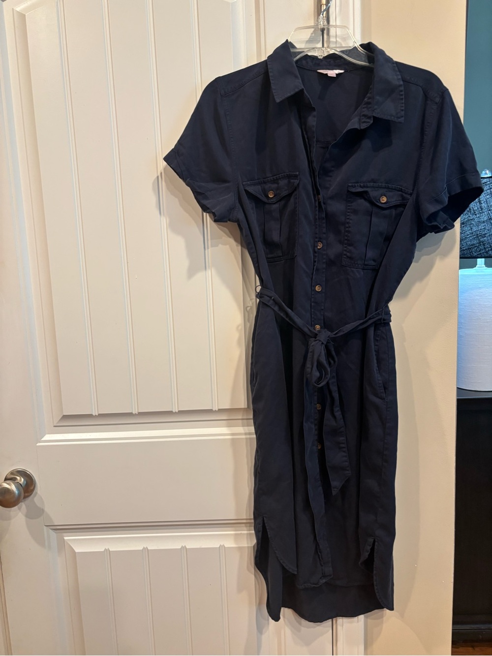 Teddi Rose Navy Button-Front Shirt Dress